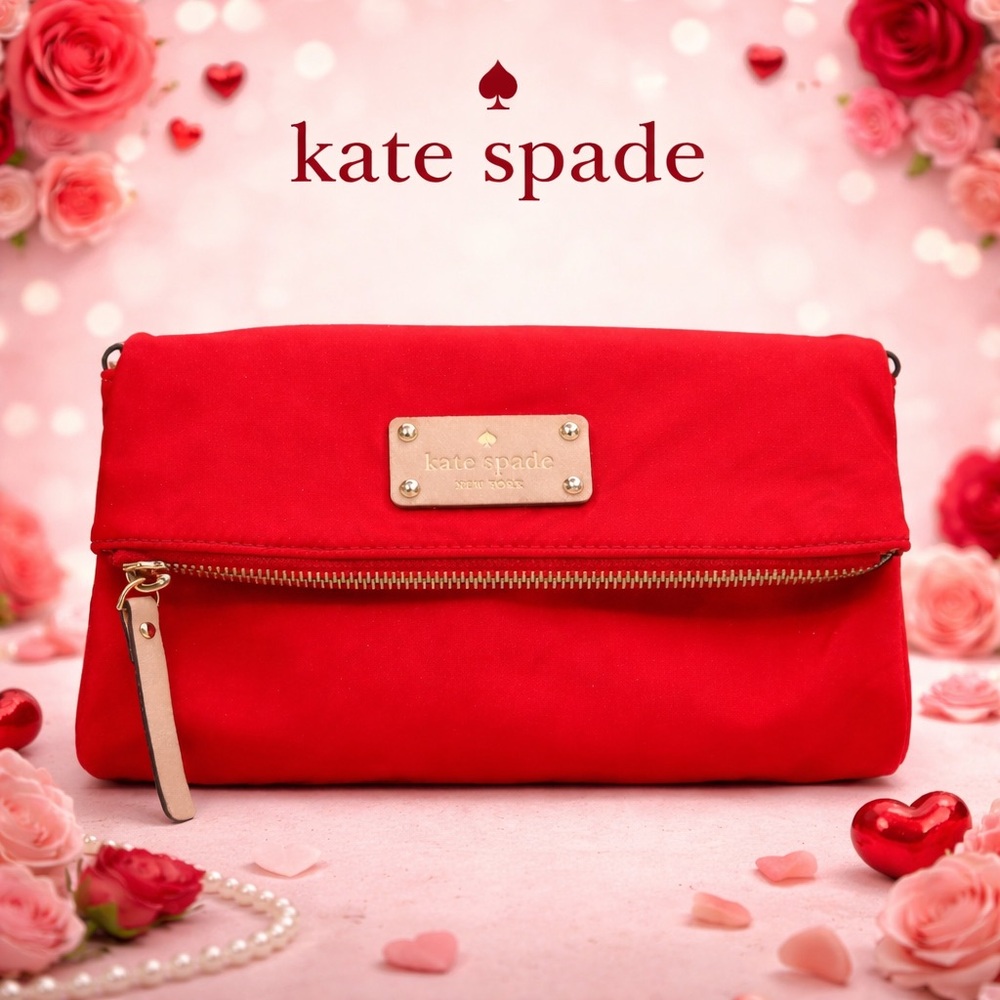 Kate Spade Cherry Red Fold Down Crossbody | Nylon | Authentic | EUC | MSRP $150